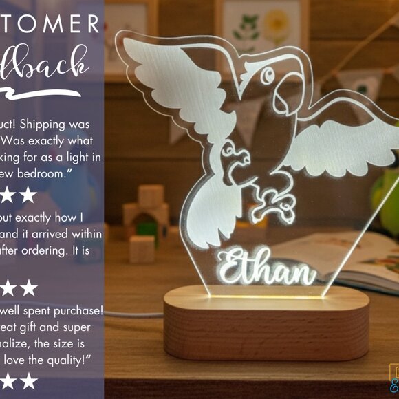 Parrot Custom Name Light • Personalized LED Cloud Decor • Baby Gift - Picture 7 of 8